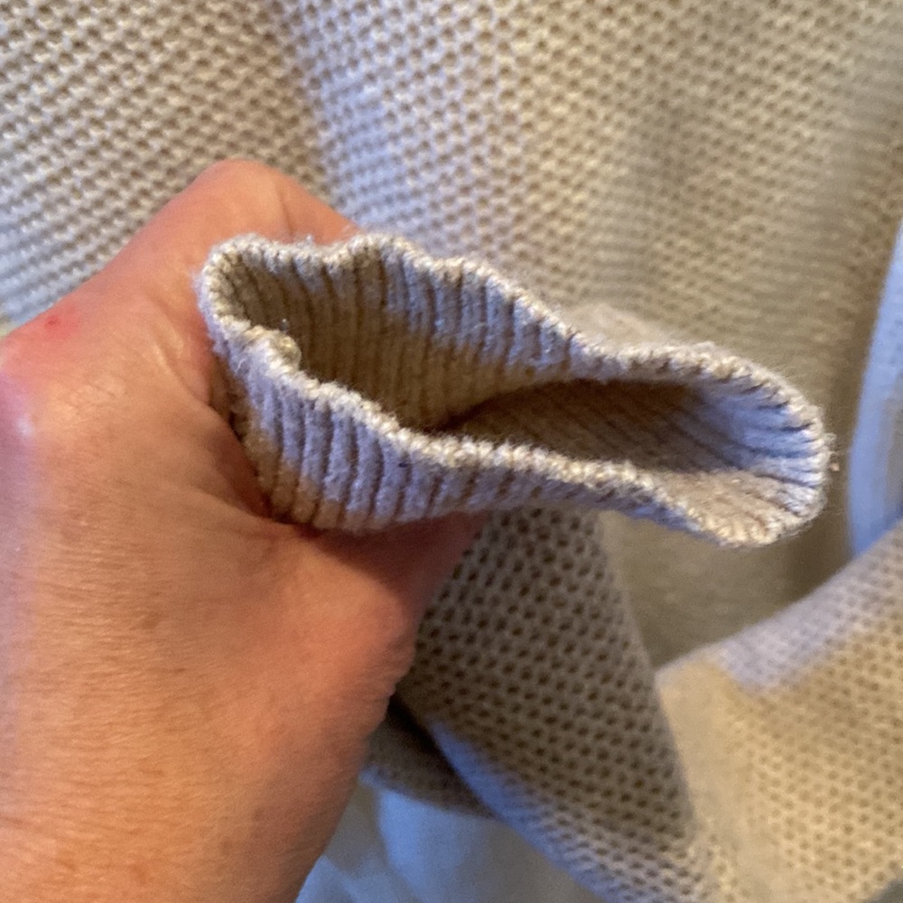 Madewell Womens Waffle split back sweater Size S pretty beige & tan Gently worn - Picture 5 of 12